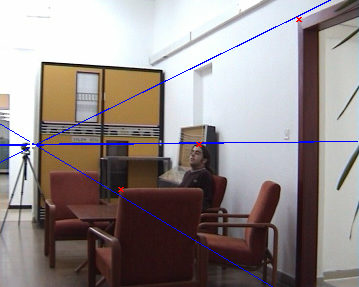 Hall: epipolar geometry, camera 1