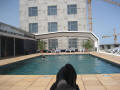 The pool on the roof of the hotel